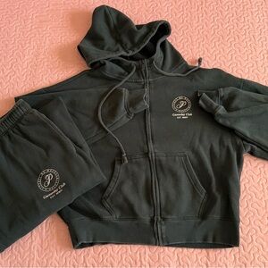 PINK Victoria's Secret Dark Green Hoodie and Joggers Set